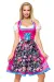 Dirndl mit Blumenschürze pink/gemustert von Dirndline