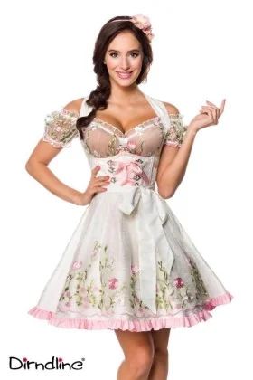 Mini-Brokat-Dirndl inkl Spitzenbluse weiß von Dirndline