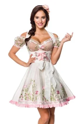 Mini-Brokat-Dirndl inkl Spitzenbluse weiß von Dirndline