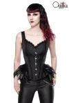 Ausgestelle Gothic-Corsage aus Brokat und Federn schwarz von Ocultica kaufen - Fesselliebe