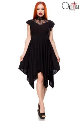 Kleid mit Spitzeneinsatz schwarz von Ocultica