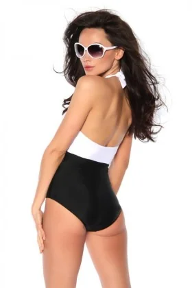 Vintage-Monokini gepaddet schwarz/weiß