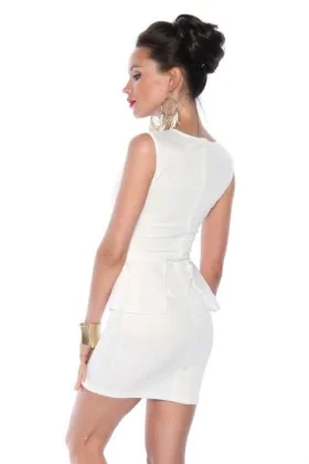 Cocktail-Kleid mit Netzeinsatz creme