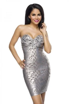 Echtes Bandage-Shape-Kleid silber