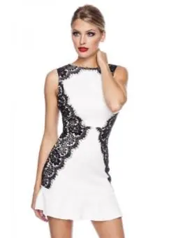 Kleid mit Spitze weiß/schwarz kaufen - Fesselliebe