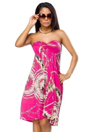 Bandeau-Kleid pink/gemustert