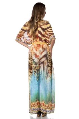 Premium-Kaftan mit Strass leo/tiger