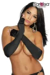 Fingerlose Satin-Handschuhe schwarz von Saresia kaufen - Fesselliebe