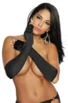 Fingerlose Satin-Handschuhe schwarz von Saresia kaufen - Fesselliebe