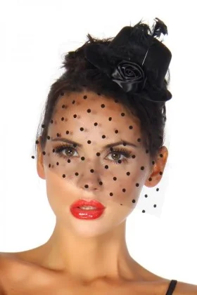 Rockabilly-Minihut / Fascinator schwarz