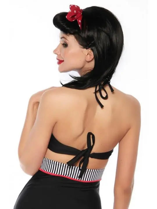Vintage-Bikinioberteil schwarz/weiß/rot kaufen - Fesselliebe