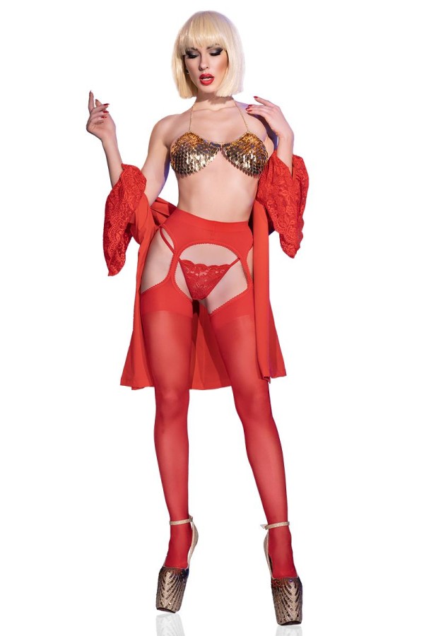 Garter Stockings CR4312 rot von Chilirose kaufen | Fesselliebe
