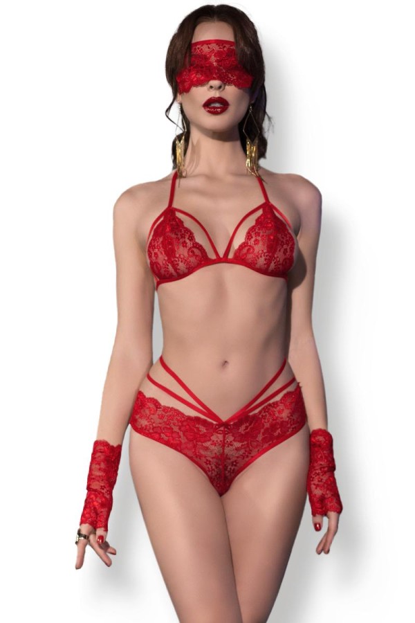 Spitzen-Set CR4608 rot von Chilirose kaufen | Fesselliebe