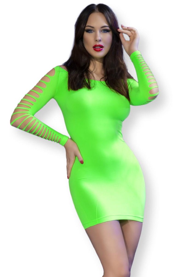 Nahtloses Minikleid CR4617 neongrün von Chilirose kaufen | Fesselliebe