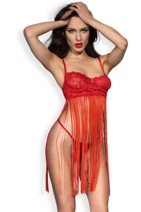 Babydoll + String CR4496 rot von Chilirose