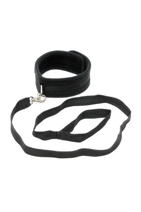 Halsband mit Leine verstellbar Schwarz von Bondage Play