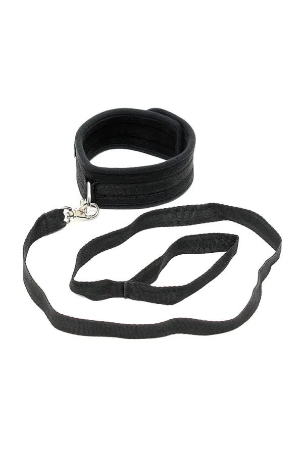 Halsband mit Leine Verstellbar Schwarz von Bondage Play kaufen - Fesselliebe