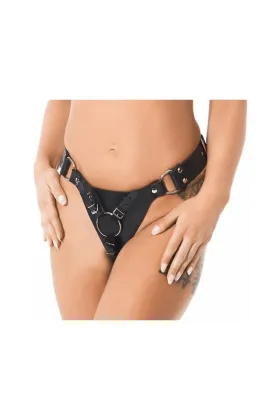 Leder-Umschnallharnisch mit 3 Ringen von Bondage Play