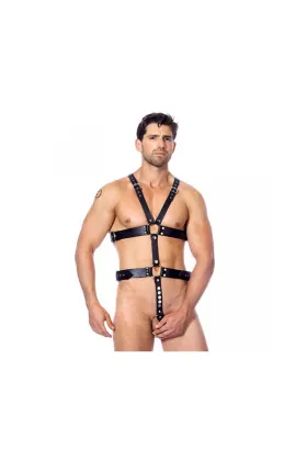 Verstellbarer Lederharness mit Ringen von Bondage Play