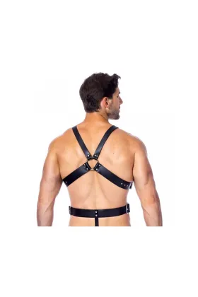 Verstellbarer Lederharness mit Ringen von Bondage Play