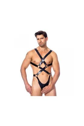 Verstellbarer Leder-Ganzkörperharness von Bondage Play