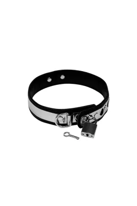 Halsband mit Metall und Vorhängeschloss-Verstellbar von Bondage Play