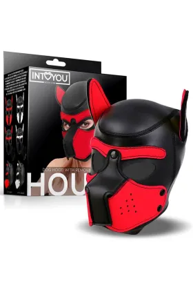 Hound Dog Hound mit abnehmbarem Maulkorb Neopren Schwarz/Rot Einheitsgröße von Intoyou Bdsm Line