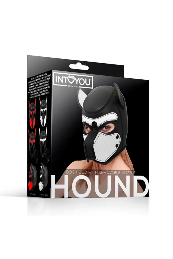 Hound Hundehaube Aus Neopren mit Abnehmbarem Maulkorb, Weiss/Schwarz, Einheitsgrösse von Intoyou Bdsm Line kaufen - Fesselliebe