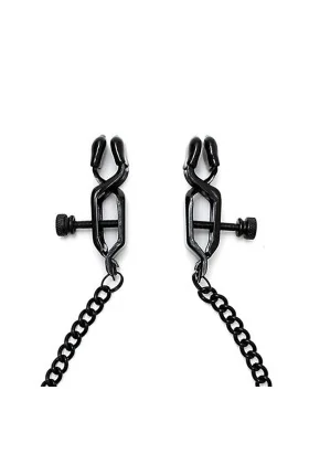 Verstellbare Brustwarzenklemmen mit schwarzer Kette von Bondage Play