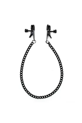 Verstellbare Brustwarzenklemmen mit schwarzer Kette von Bondage Play