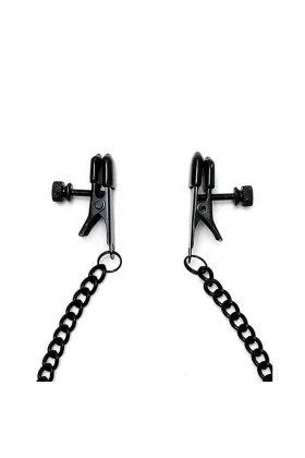 Verstellbare Brustwarzenklemmen mit schwarzer Kette von Bondage Play