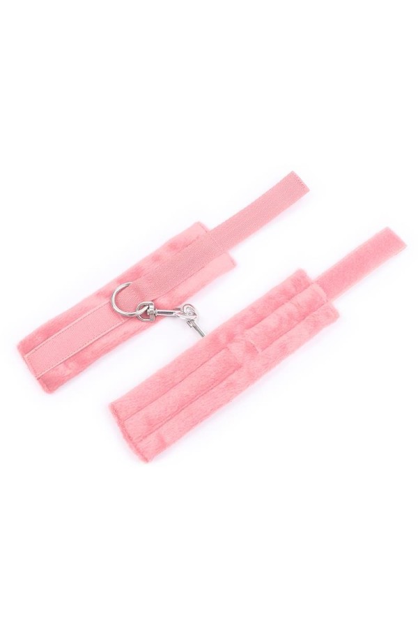 Handschellen mit Klettverschluss und langem Fell Rosa von Intoyou Bdsm Line kaufen | Fesselliebe