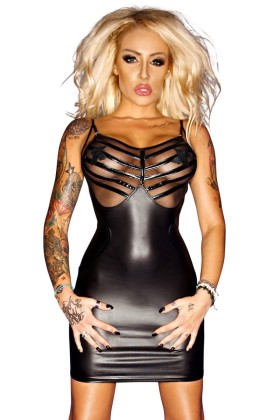 Schwarzes Wetlook-Kleid F078 von Noir Handmade kaufen | Fesselliebe