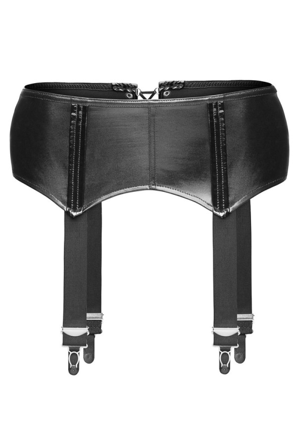 Schwarzer Wetlook Strapsgürtel F034 von Noir Handmade kaufen | Fesselliebe
