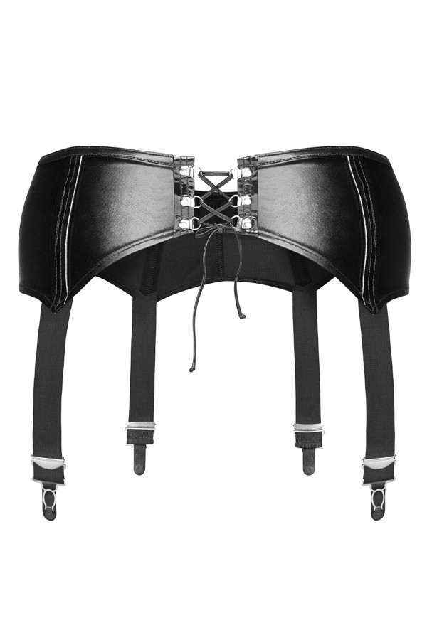 Schwarzer Wetlook Strapsgürtel F034 von Noir Handmade kaufen | Fesselliebe