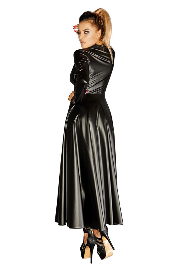 Schwarzer Langer Mantel F128c von Noir Handmade Diva Collection kaufen | Fesselliebe