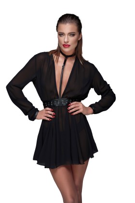 Schwarzes Chiffon Minikleid mit Choker F150 von Noir Handmade Muse Collection kaufen | Fesselliebe