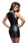 Schwarzes Powerwetlook Minikleid F168 mit Spitzen-Ausschnitt von Noir Handmade Bitch Collection kaufen - Fesselliebe