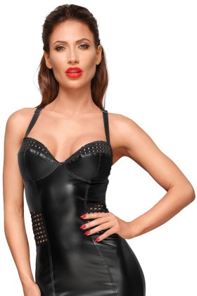 Powerwetlook Kleid mit Elastischen Einsätzen in der Hüfte und Brustbereich  F180 von Noir Handmade Decadence Collection kaufen | Fesselliebe