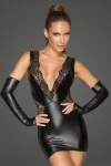 Powerwetlook und Spitzenminikleid mit Tiefem Ausschnitt F212 von Noir Handmade Rebellious Collection kaufen - Fesselliebe