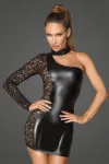 Asymmetrisches Powerwetlook- und Spitzenkleid F215 von Noir Handmade Rebellious Collection kaufen - Fesselliebe