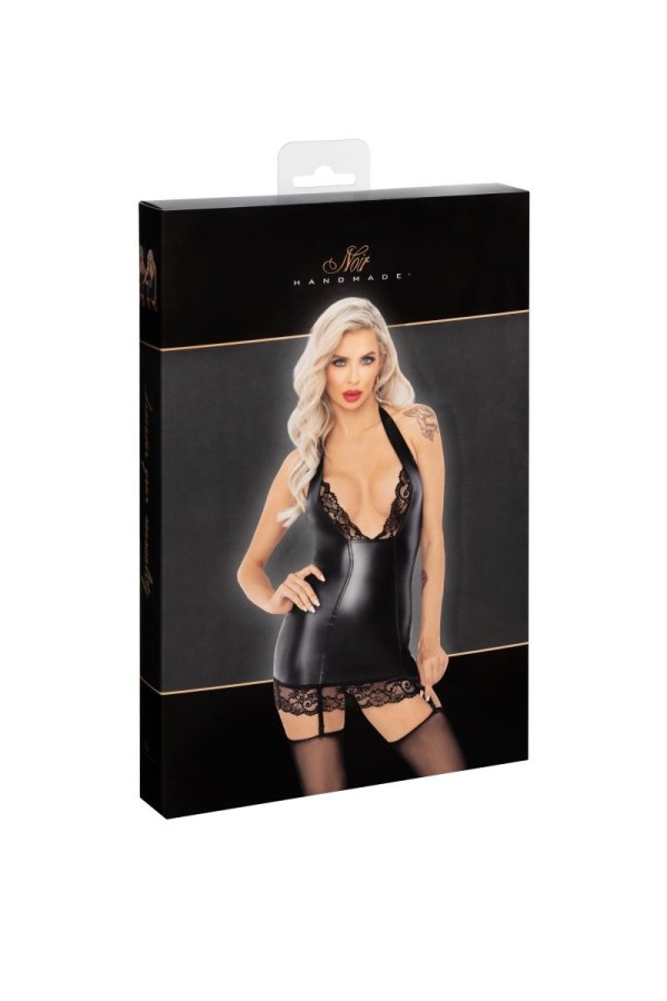 F280 Powerwetlook-Minikleid mit Spitzenbesatz von Noir Handmade kaufen | Fesselliebe