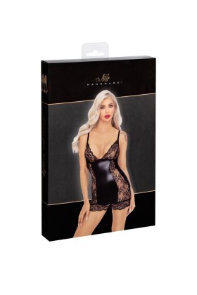F282 Kurzes Powerwetlook Kleid mit Spitzeneinsätzen von Noir Handmade kaufen | Fesselliebe