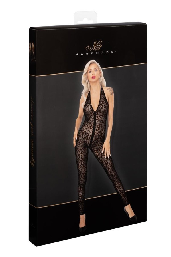 F286 Neckholder Catsuit Leopardenmuster von Noir Handmade kaufen | Fesselliebe