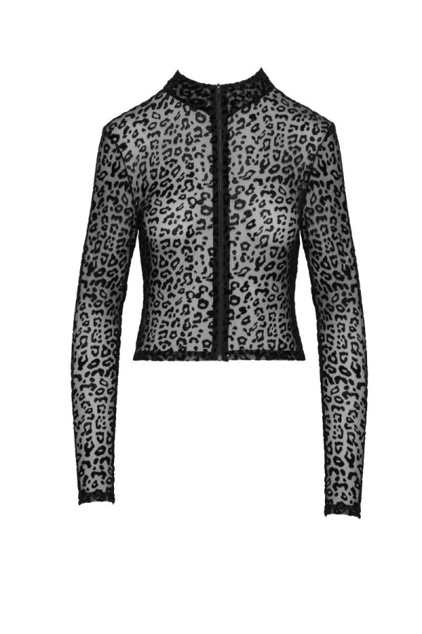 F289 Leopardenflock Top mit Langen Ärmeln von Noir Handmade kaufen | Fesselliebe