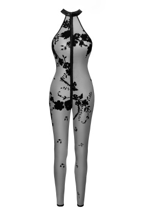 F315 Bodystocking aus Netzmaterial mit Samtaufdruck von Noir Handmade kaufen | Fesselliebe