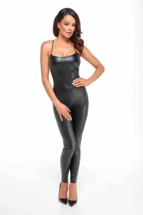 F316 Wetlook Catsuit Ouvert von Noir Handmade