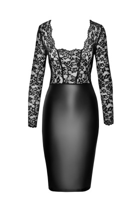 F295 Halblanges Wetlook Kleid mit Spitze von Noir Handmade kaufen | Fesselliebe