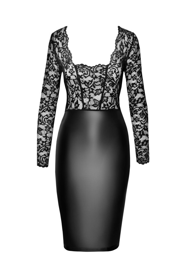 F295 Halblanges Wetlook Kleid mit Spitze von Noir Handmade kaufen | Fesselliebe