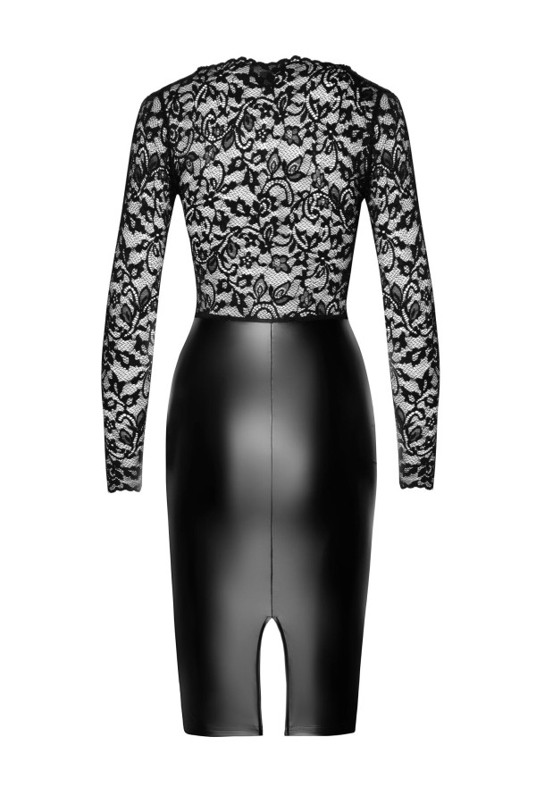 F295 Halblanges Wetlook Kleid mit Spitze von Noir Handmade kaufen | Fesselliebe